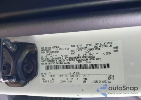 2017 Ford F-150 Xl from USA, damaged, VIN 1FTEW1CP4HKC60307